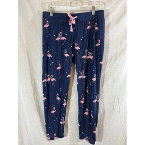 Cozy Zoe Women's Medium Blue Christmas Flamingo Pajama Pants